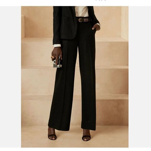 Banana Republic SOLD OUT Wide-Leg Size 4 Wool Black Pants MSRP $130 - Picture 1 of 6